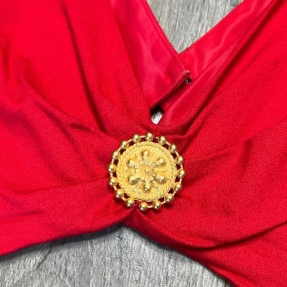 Vintage 310 For Shox Red Cutout Maxi Dress Size Small Back Slit & Cutout - Picture 8 of 16